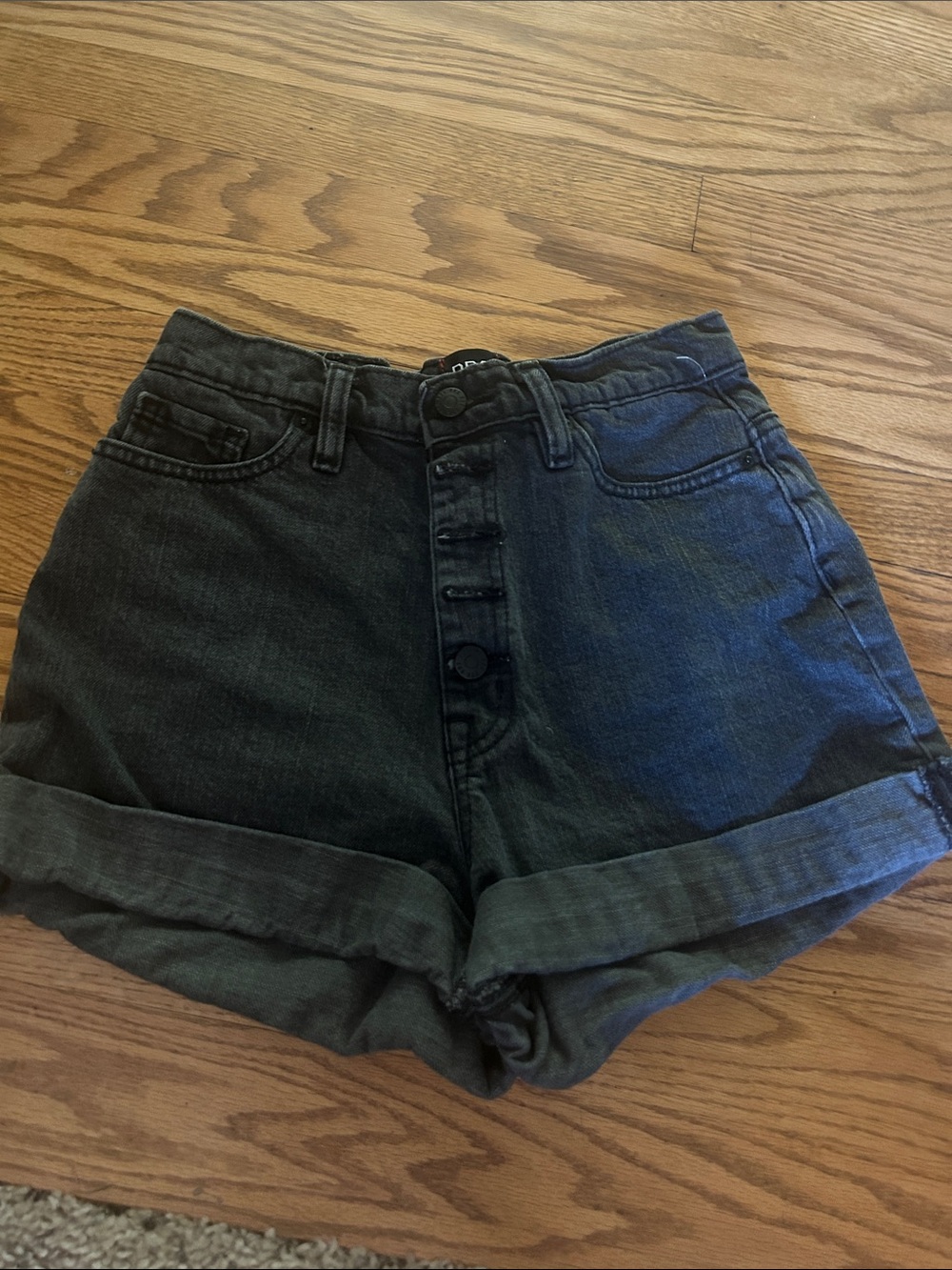 BDG High-Waist Black Rolled Hem Denim Shorts